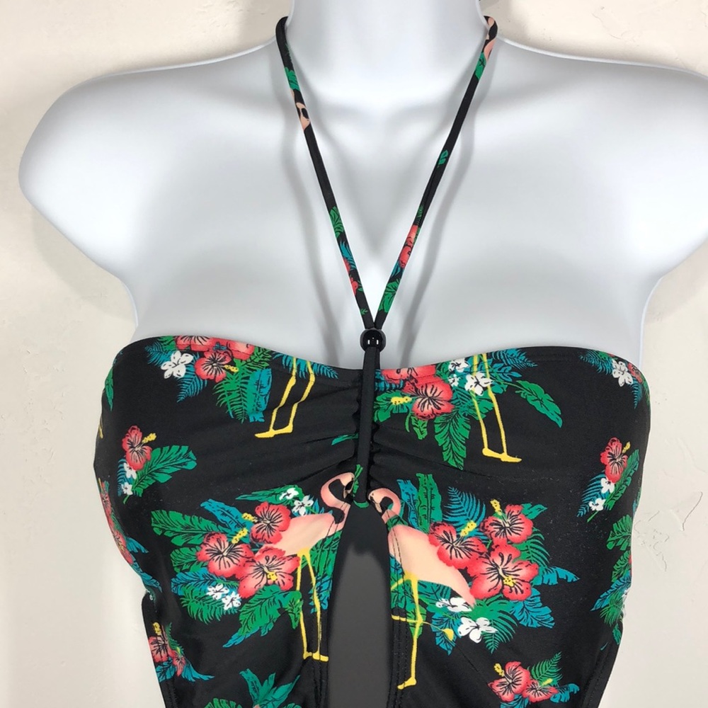 Kirra Black flamingo one piece swimsuit size large - Picture 2 of 7